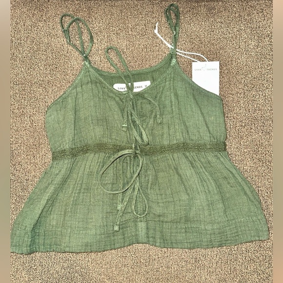 100% cotton tie front Olive Green Matching set | Sz Small - Picture 2 of 5